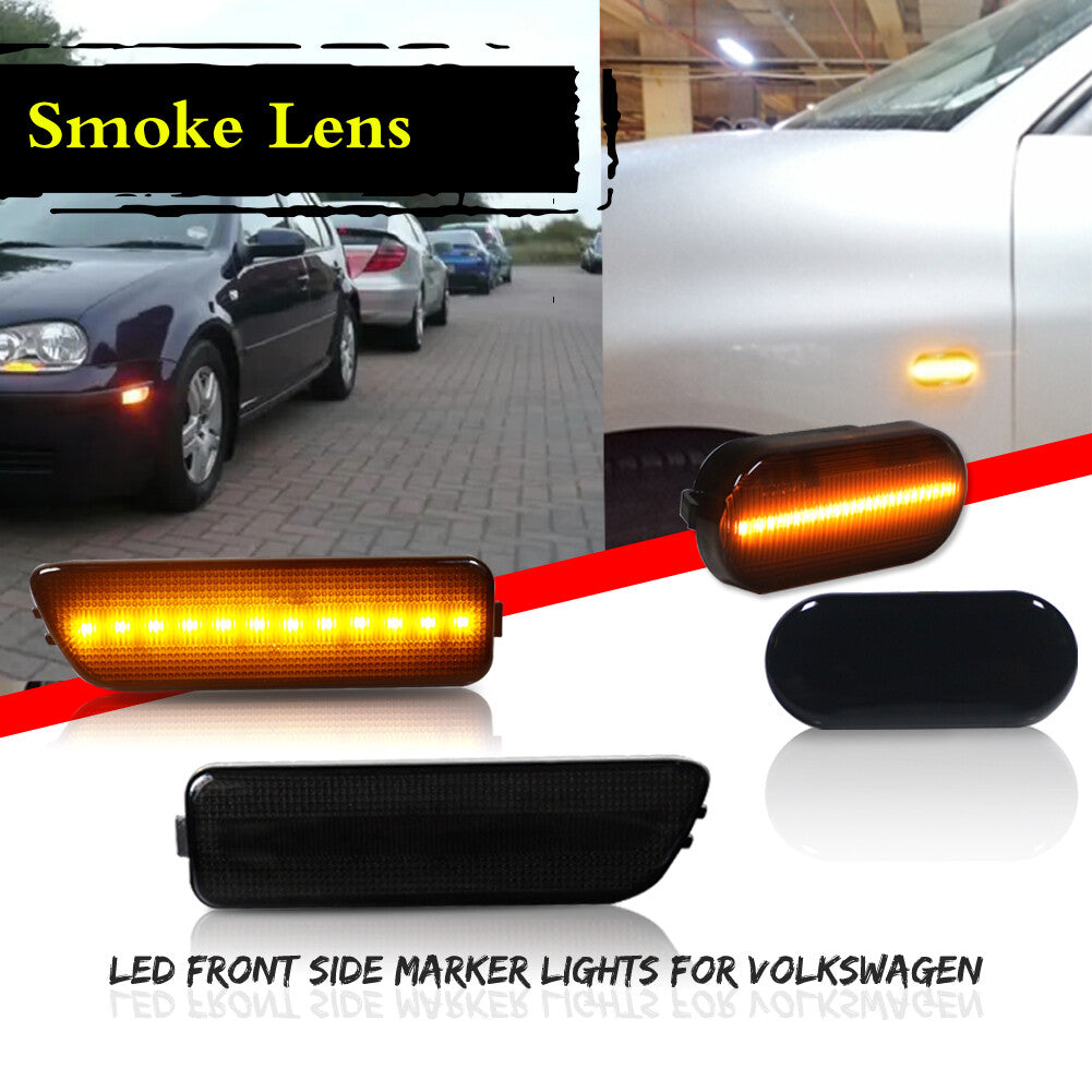 4pcs Amber LED Smoke Front Bumper Side Marker Lights Set for for VW MK4 for Golf GTI for Jetta - v
