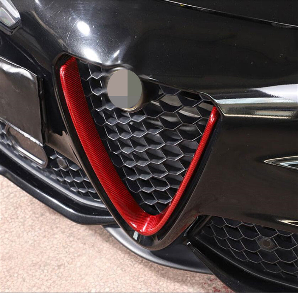 Red Carbon Fiber Front Bumper V Shape Grille Trim for Alfa Romeo for Stelvio 2017-22