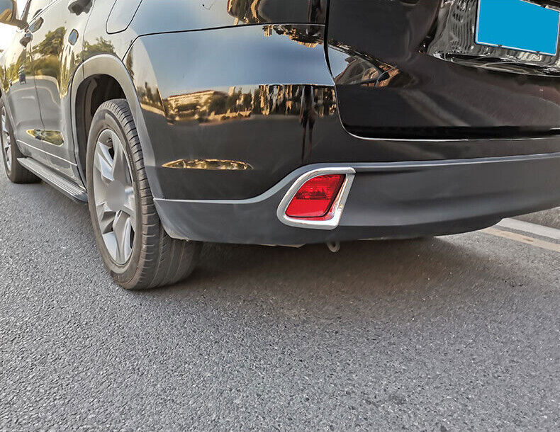 Rear Fog Light Lamp Frame Trims 2pcs for Toyota Highlander 2014-2019 Chrome ABS