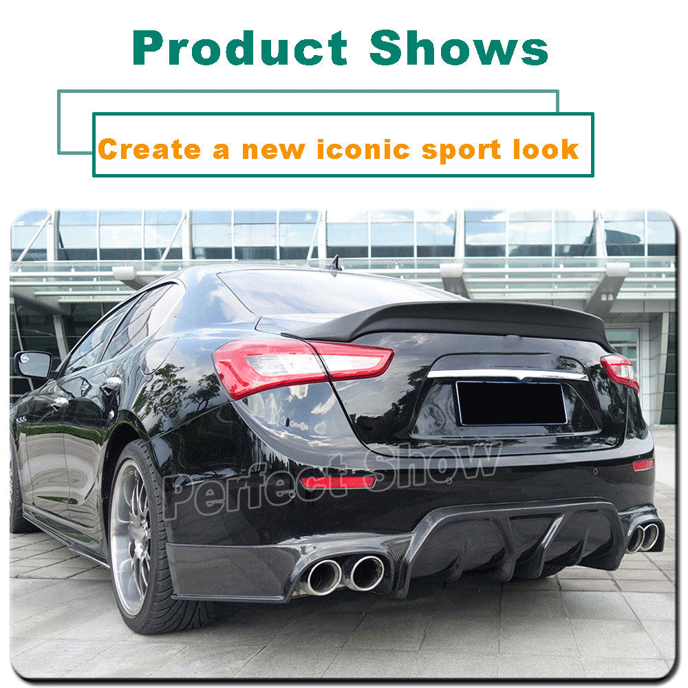 for Maserati Ghibli S Q4 Sedan 14UP REAL CARBON Rear Bumper Diffuser Lip Spoiler