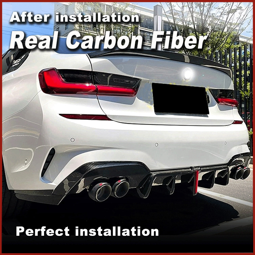for BMW G20 G28 M-Sport 19-22 REAL CARBON Rear Bumper Diffuser Lip Spoiler W/LED