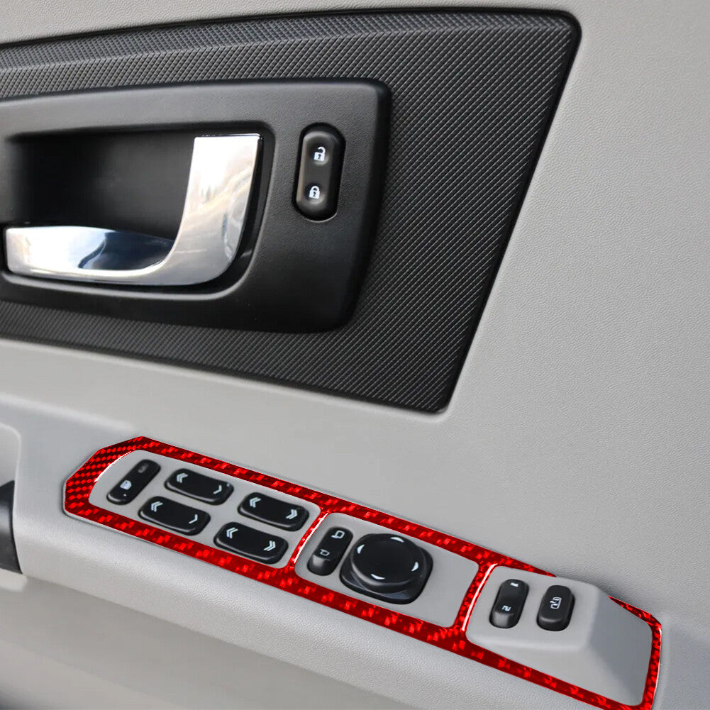 Red Carbon Fiber Front Window lift Control Cover Trim for Cadillac CTS 2003-2007