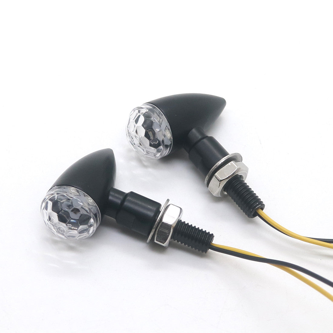 Black Metal LED for Mini Bullet Clear Spherical Lens Turn Signal Indicators Light Q