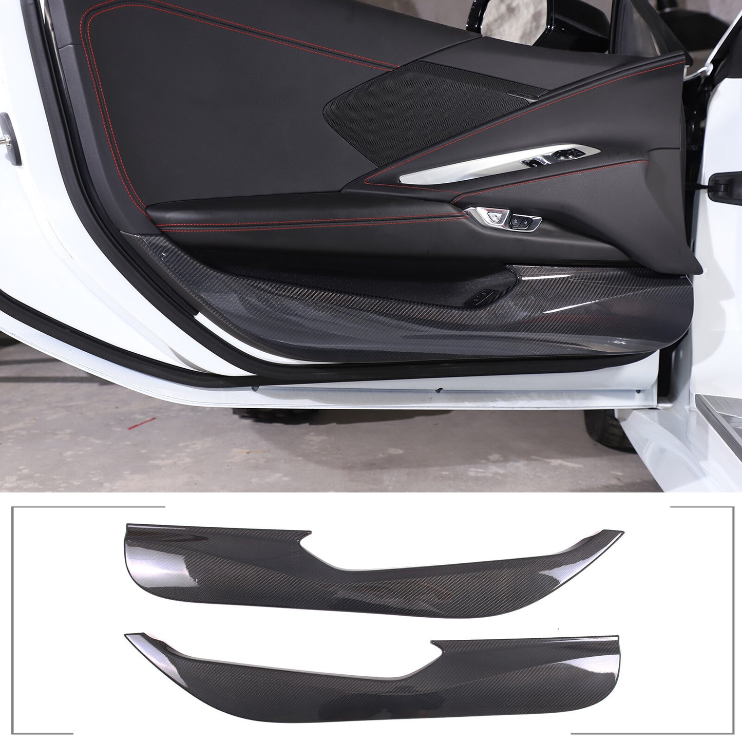 carbon fiber door kick guard cover decoration suitable for Corvette C8 2020-2023