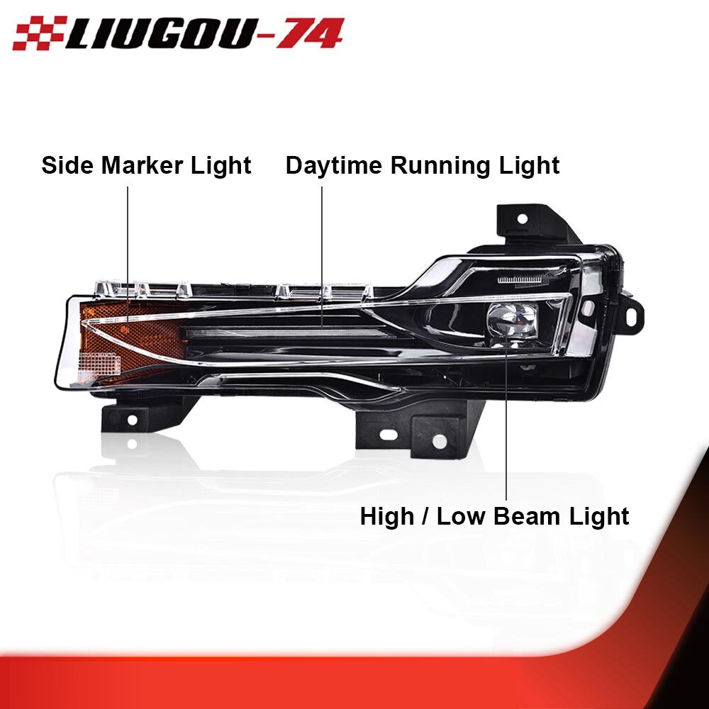 Fits 2017 - 2023 for Model 3 Y Right Left Fog Light LED DRL Upper Set - v