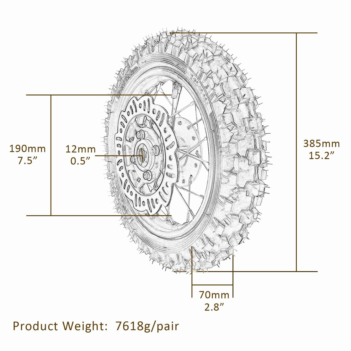 2.50 - 10 + 3.00 - 10 Front and rear wheels + fork + swingarm suitable for TTR50 CRF50 SSR