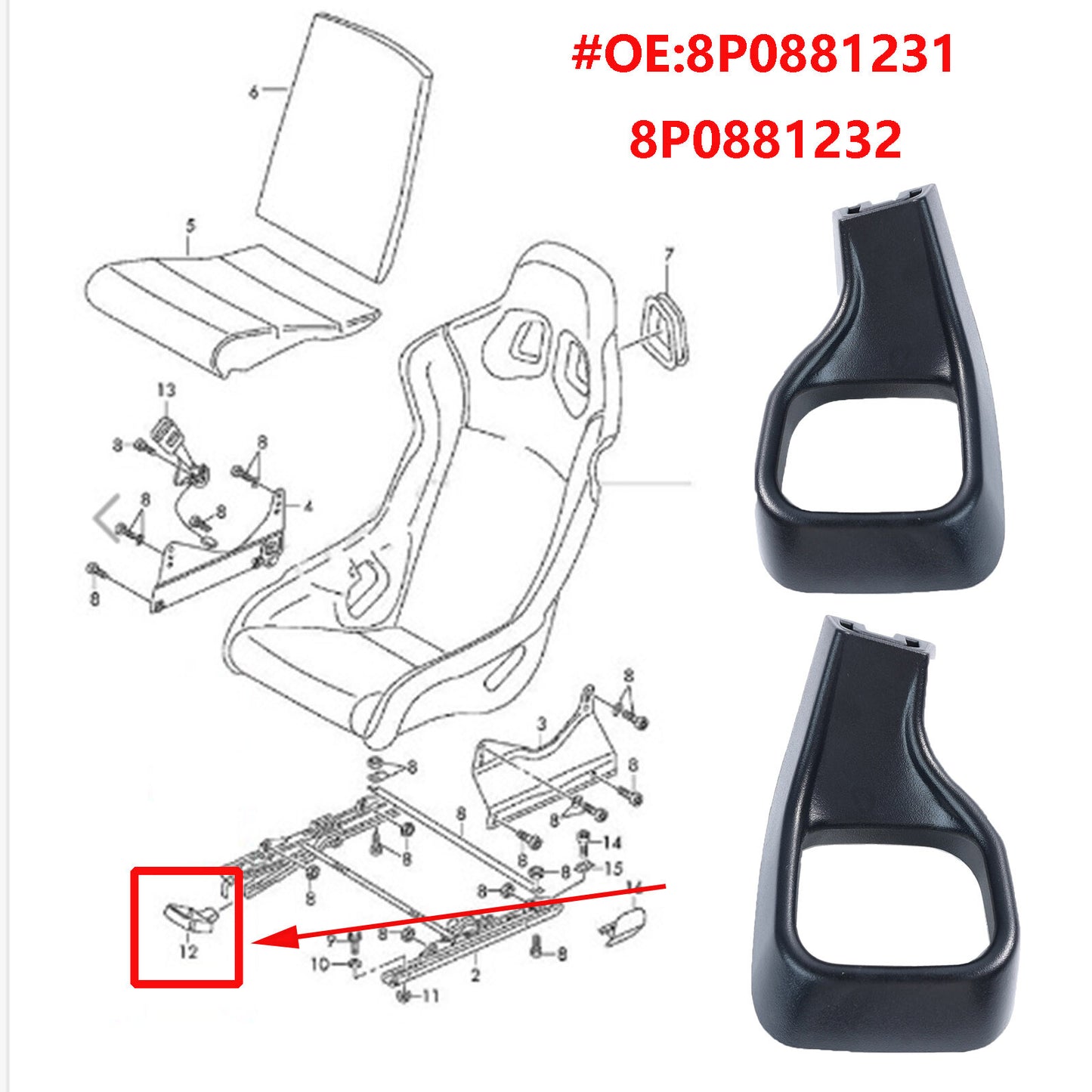 for Audi A3 8P TT R8 for Seat Adjustment Handle Lever Left Right 8P0881231 8P0881232 Q