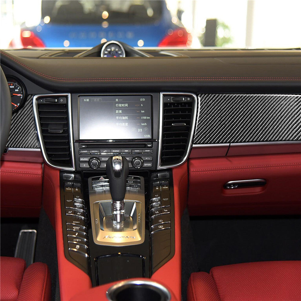 for Porsche for Panamera 2010-2016 Carbon Fiber Central Control Dashboard Panel Trim