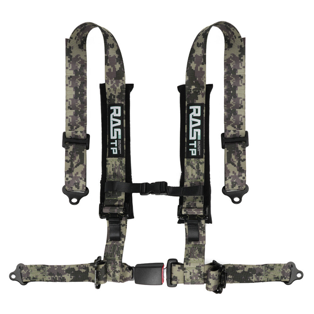 2 4-Point Harness Quick Release Safety for Seat Belt+1Pair Shoulder Pads Camouflage