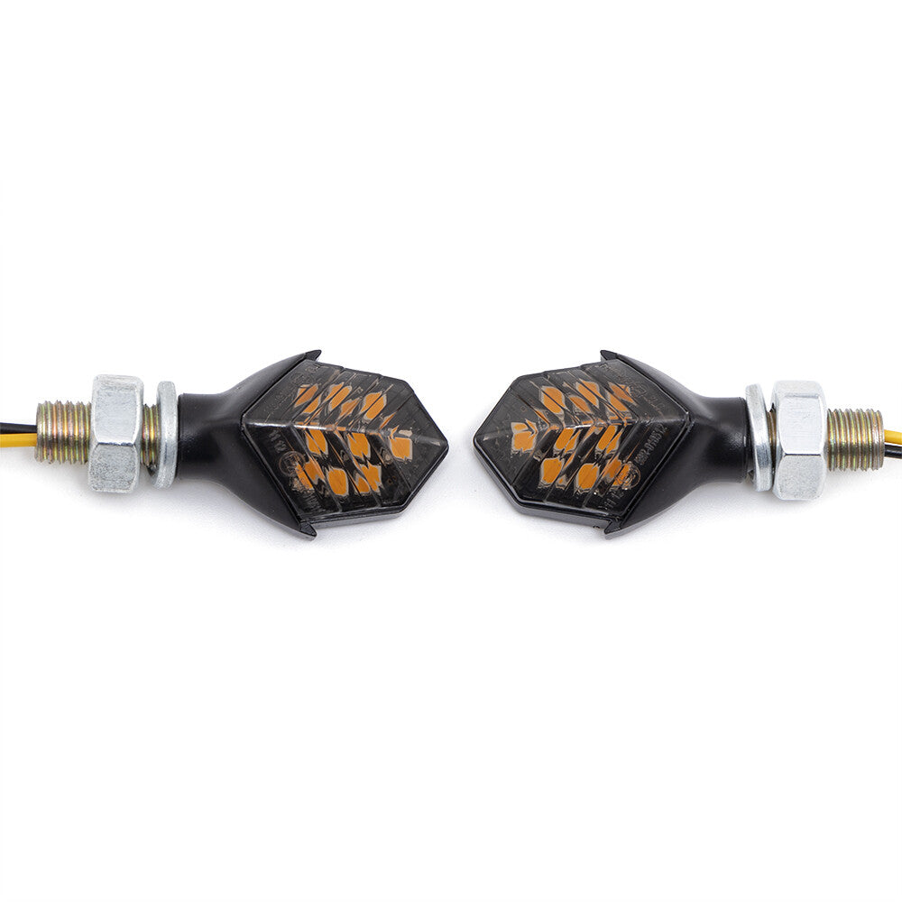 2X for Mini Smoke Lens Turn Signal Light 9LED 12V 8mm Amber Blinker Indicator Lamp Q