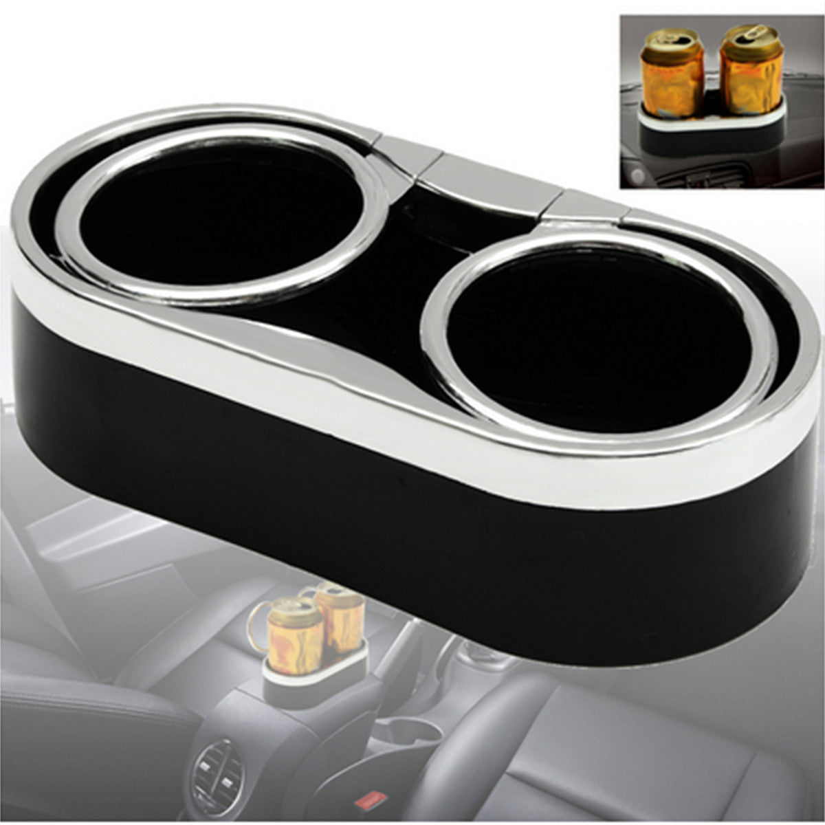 Dual Hole Car Dashboard Mount Cup Holder For 5cm Beverage Drink Coffe Bottle Can Q
