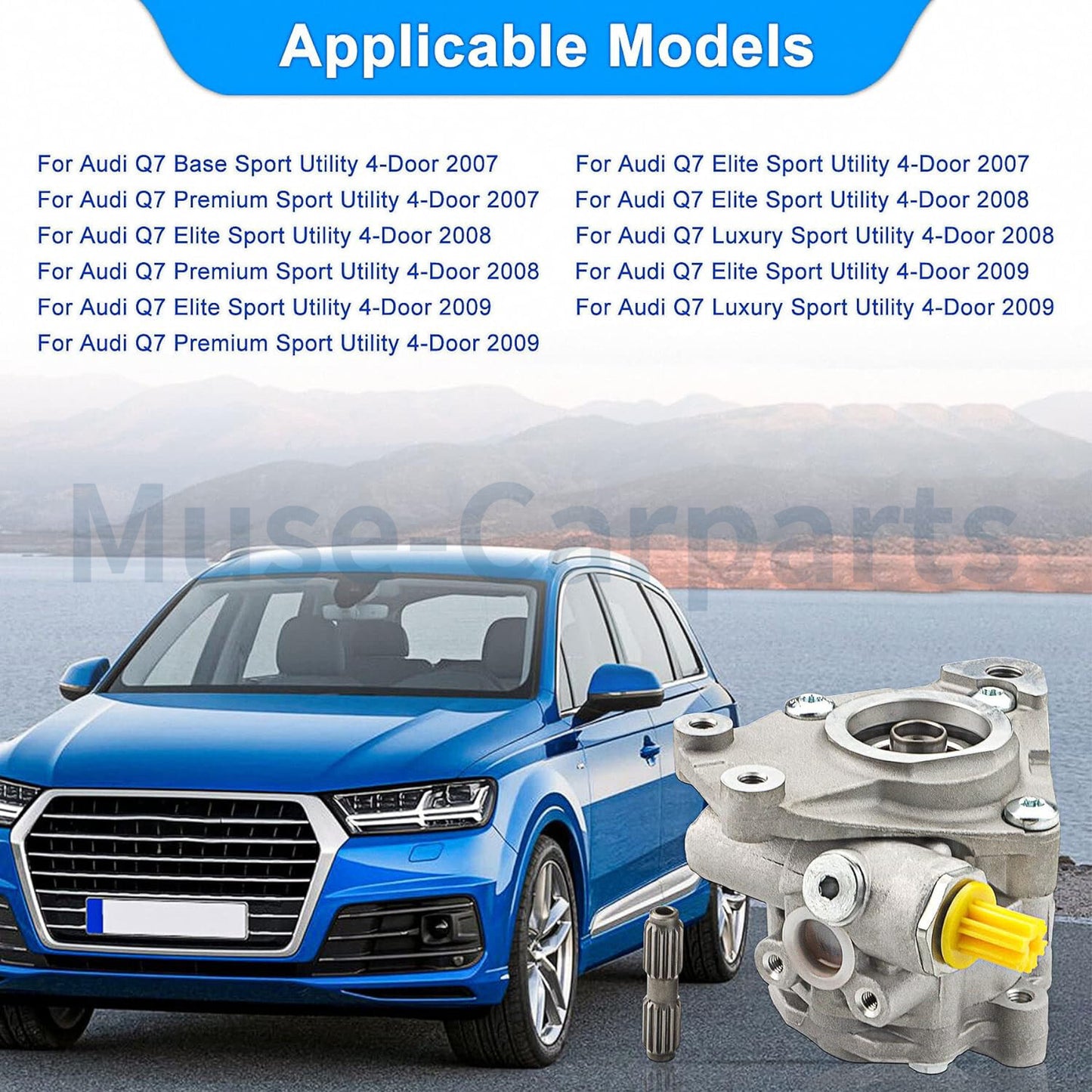 Power Steering Pump for 2007-2009 for Audi Q7 4L 4.2L Replace 7L8422153B 7L8422153A Q