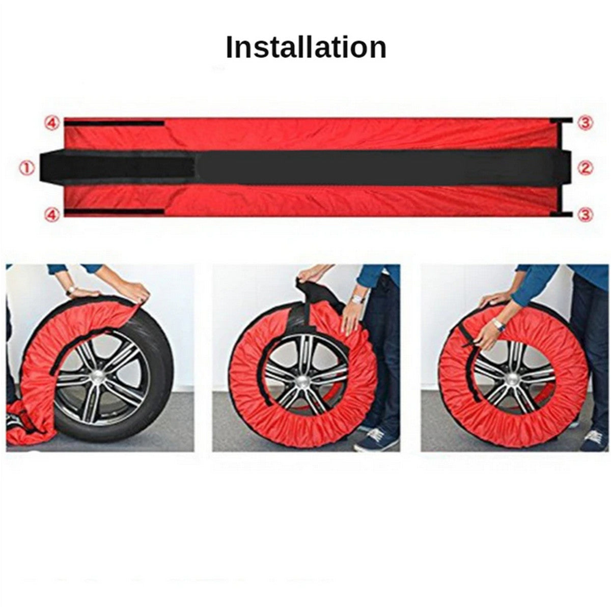 Tire Covers Wheel Trailer RV Camper Car 15''-20'' Sun Snow Protector Red/Black