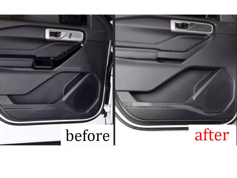for Ford Explorer 2020-24 Carbon Fiber Inner Door Protection Panel Cover Trim 4X