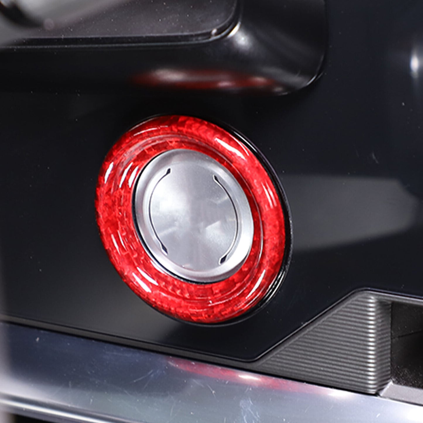 Red Carbon Fiber Push To Start Button Cover Trim for Corvette C8 (Outer Ring)