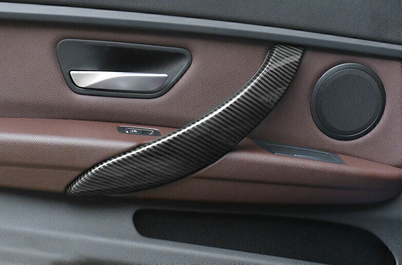 Carbon Fiber Look Interior Door Armrest Strip Trim 4P for BMW 3 Series 2014-2018