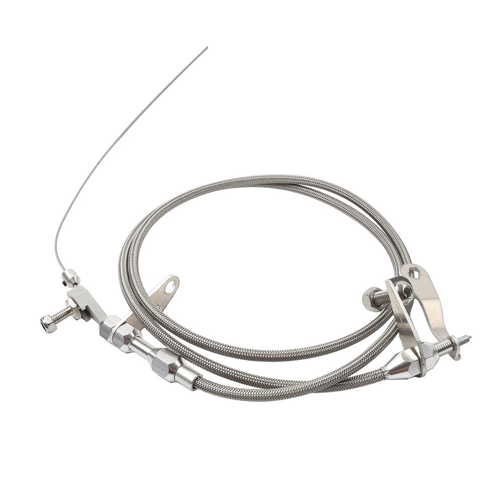 Stainless Steel Silver Braided Kick Down Detent Cable for Ford C6 Transmission