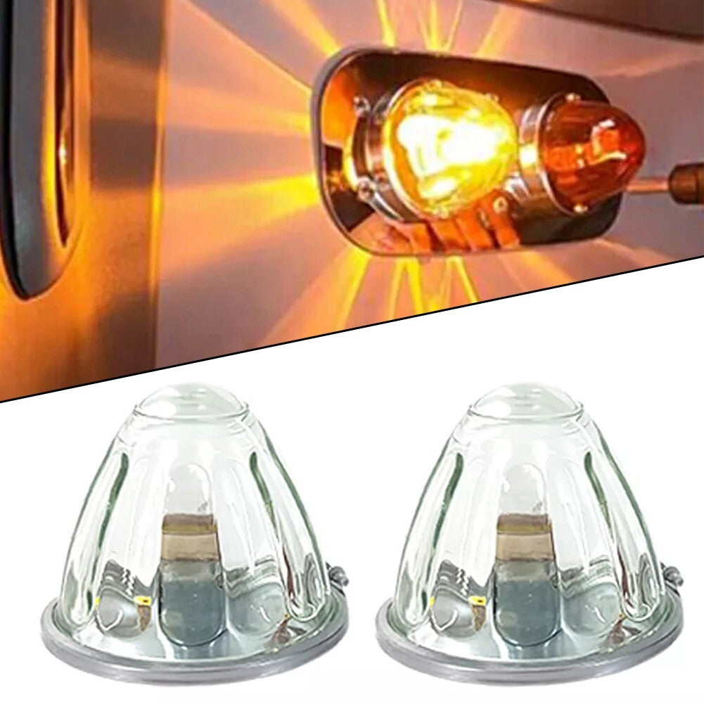 2x Amber Watermelon Light Glass Kit Clear Lens W/ 1156 LED Bulb Incandescent v
