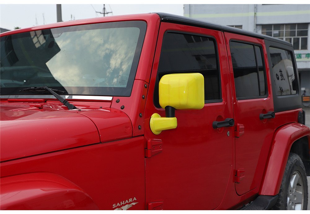 for Jeep for Wrangler JK 2007-2017 Side Rearview Mirror Base Cover Trim ABS Yellow