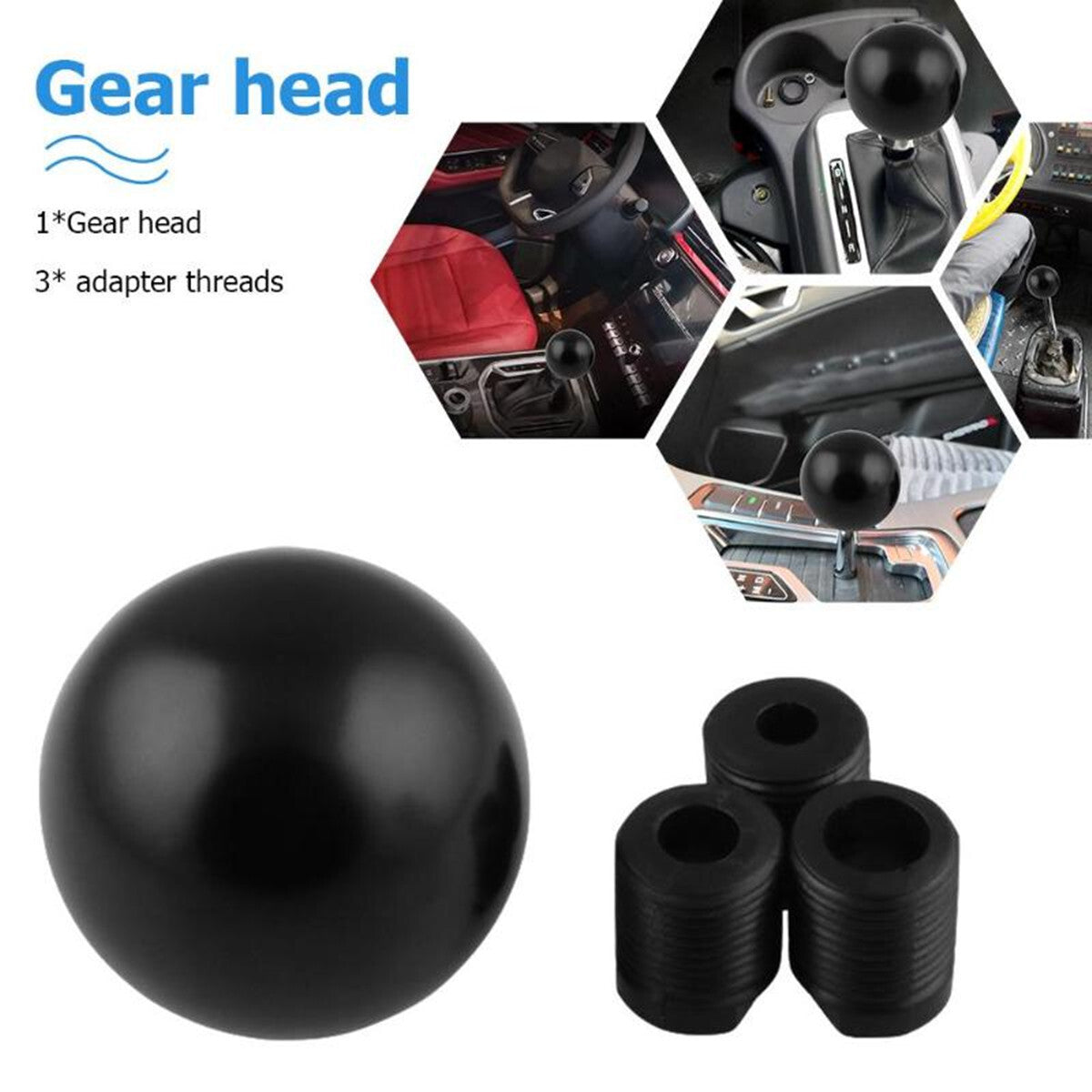 Ball Shaped Shift Knob Shifter With Adapter Accessory Manual Transmission Black
