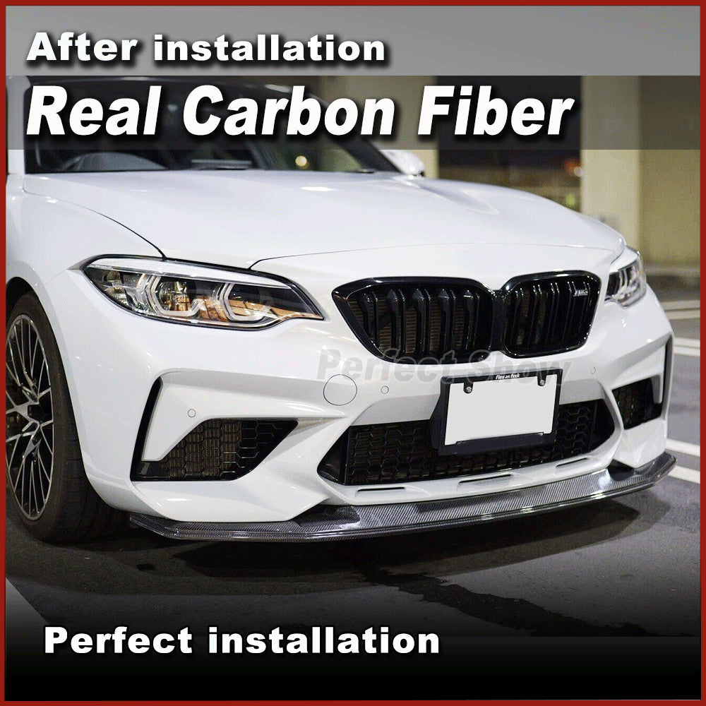 for BMW F87 M2 Competition M2C 2018-20 Real Carbon Front Bumper Lip Spoiler Chin