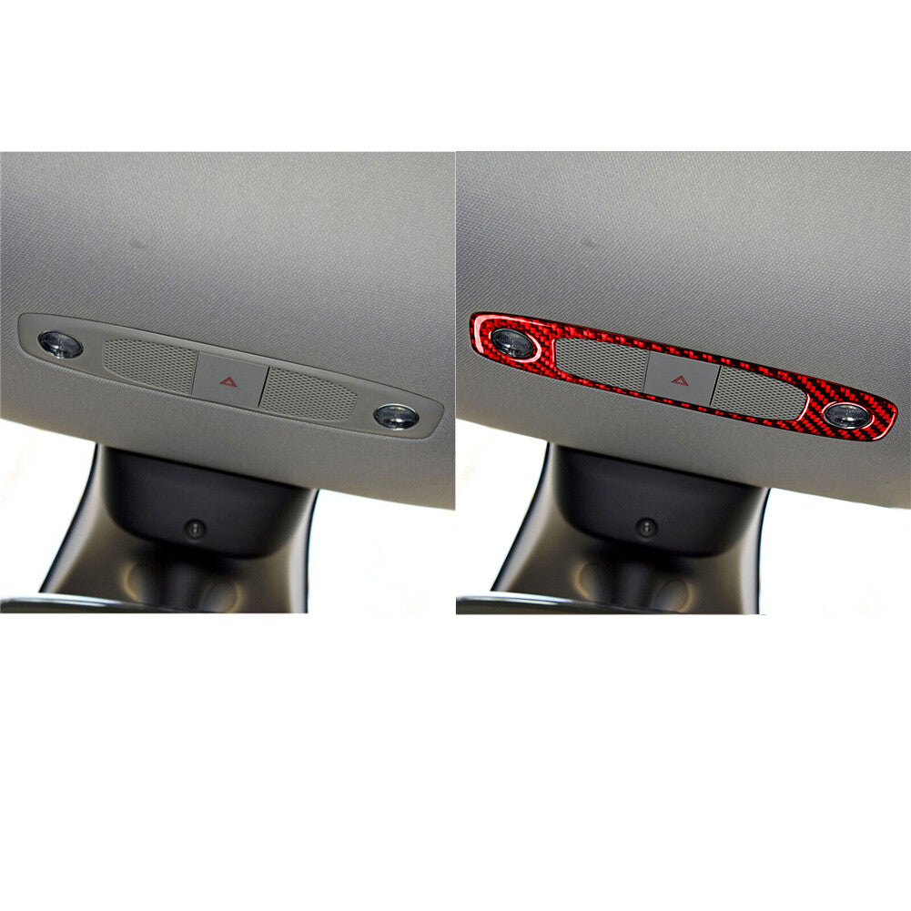 Red Carbon Fiber Dashboard Headlight Switch Cover Trim for Tesla Model 3/Y 17-22