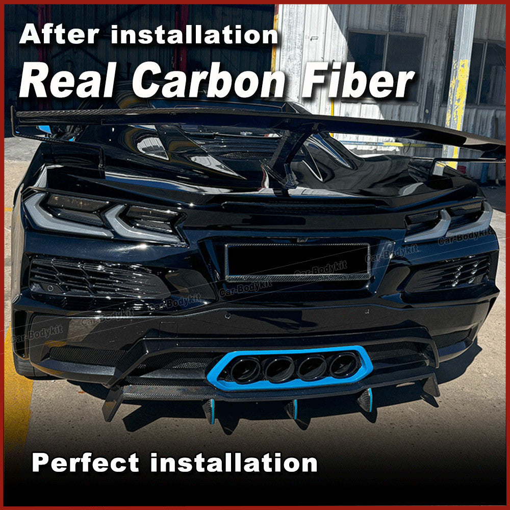for Chevrolet for Corvette C8 Z06 2022+ Real Carbon Rear Bumper Diffuser Lip Spoiler