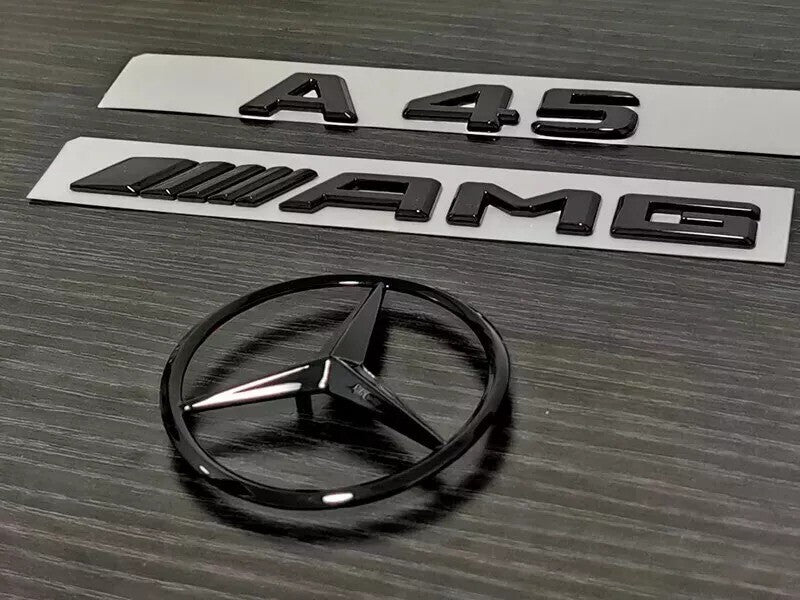 GLOSS Black Rear Star and Badge for Mercedes A-Class A45 AMG W176 2013-2018