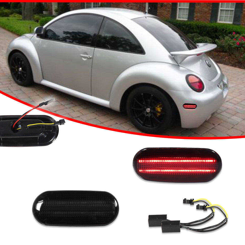 Smoked Red LED Rear Fender Side Marker Lights for 1998 - 2005 for VW Beetle - v