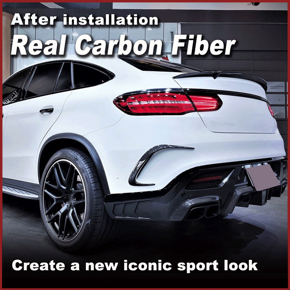 for Benz C292 GLE450 GLE63 Coupe 16-19 Real Carbon Rear Bumper Canards Fins
