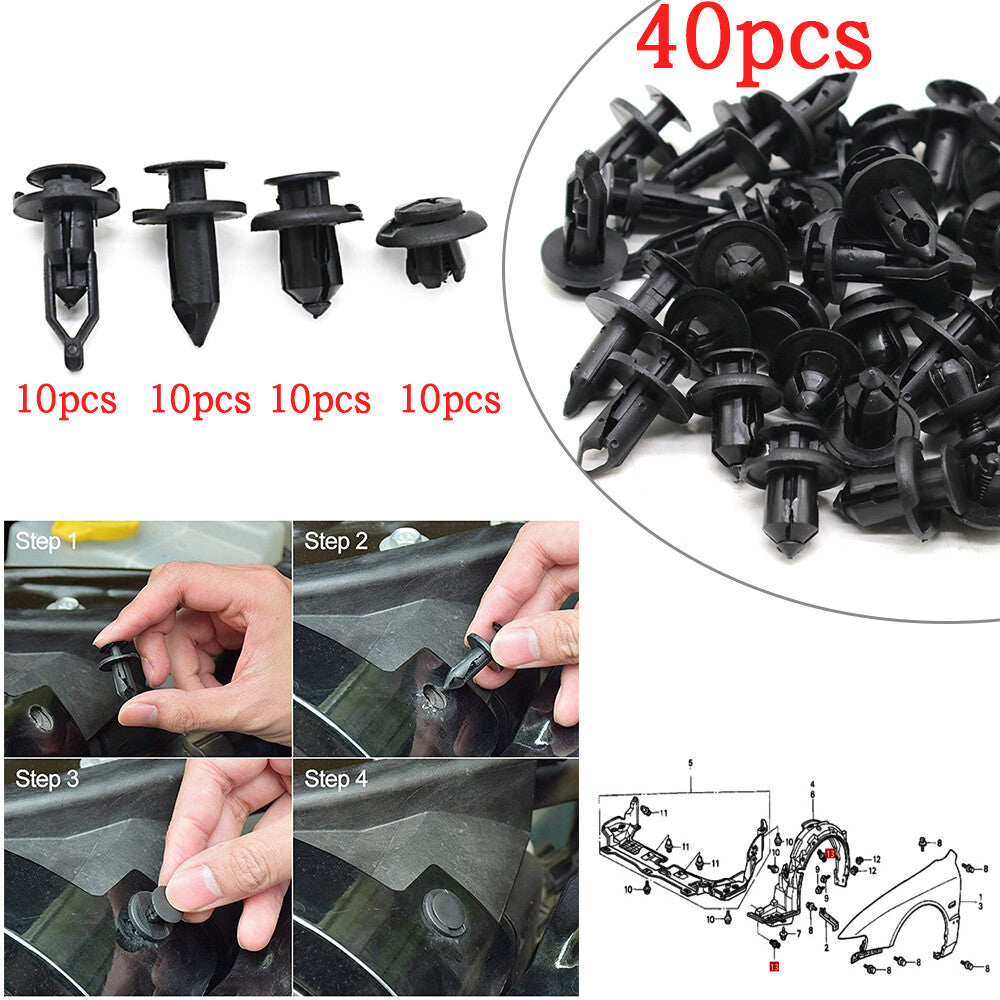 40PCS 21030249 52161-02020 Nylon Push Type Retainer Clips for Honda GM for Chrysler