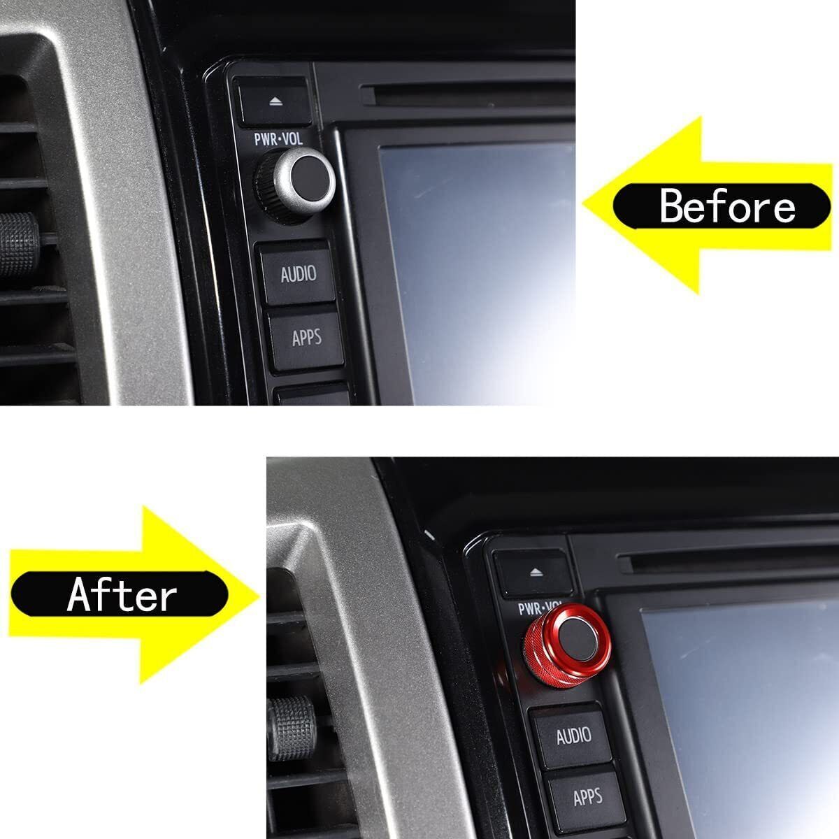 for Toyota Tacoma 2011-14 Red Console Multimedia Control Volume Knob Ring Cover