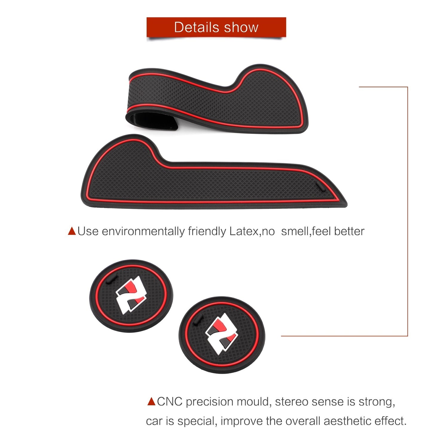 for Hyundai IONIQ 5 Anti-Slip Gate Slot Mat Door Groove Pad Cup Coaster Red