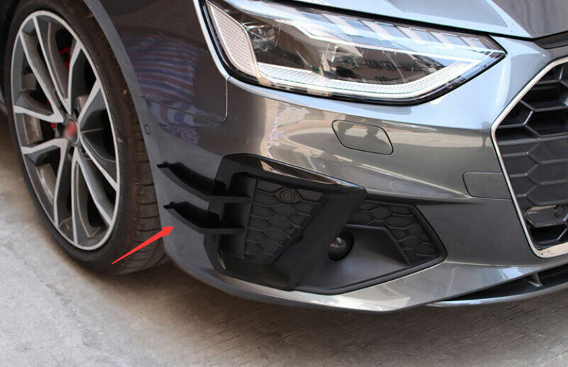 Fit for Audi A4 A5 20-21 ABS Black Front Bumper Lip Spoiler Fins Canards Trim 4X