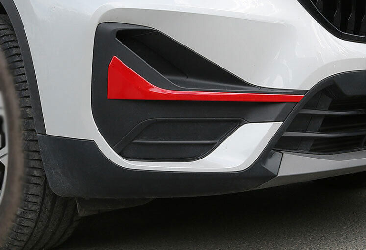 for BMW X1 F48 2020-2022 ABS Red Outer Front Bumper Fog Lamp Light Strip Trim 2P