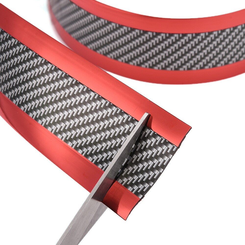 Car Door Edge Guard Door Sill Decal Protector Carbon Fiber Red Vinyl Film 5CM1M