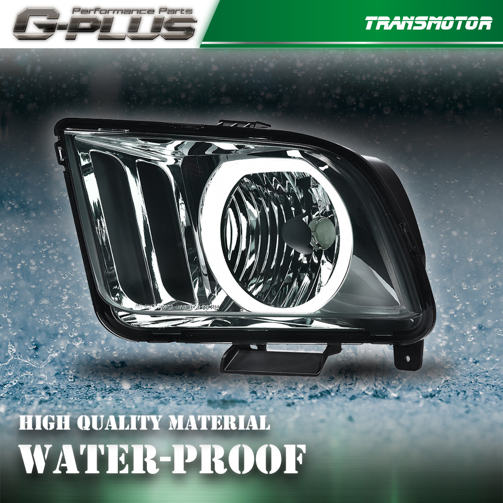 Suitable for 2005-2009 for Ford for Mustang Smoke/Chrome LED DRL Halo Headlight Assembly
