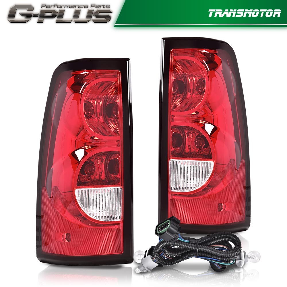 A pair of red taillights and brake lights are compatible with 2003-2006 for Chevrolet Silverado 1500, 2500, and 3500 HD models.