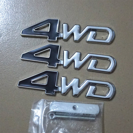 Chrome 4WD Silver Black Big Metal Grille Emblem + 2x Badge Decal Sticker Car SUV Q
