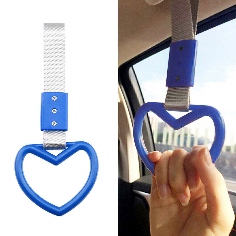 1x HEART BLUE JDM TSURIKAWA RING SUBWAY TRAIN BUS HANDLE STRAP CHARM DRIFT