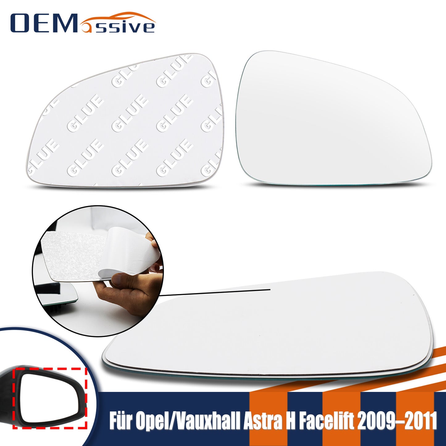 Right passenger side mirror glass exterior mirror for Opel for Vauxhall Astra H MK5 DE Q