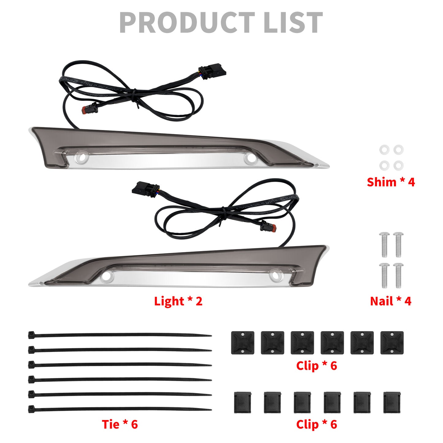 Chrome Windshield Trim LED Turn Signal Light w/ Smoke Lens for Harley Road Glide Q