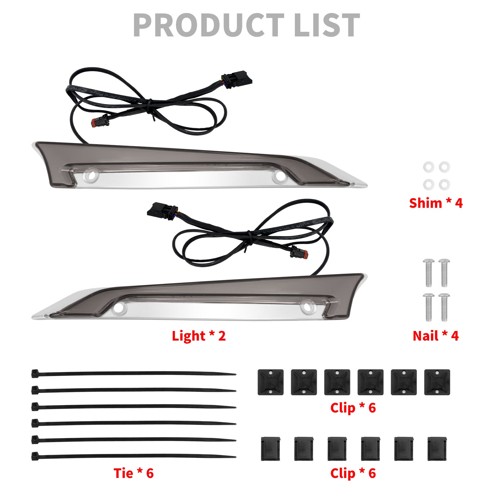 Chrome Windshield Trim LED Turn Signal Light w/ Smoke Lens for Harley Road Glide Q