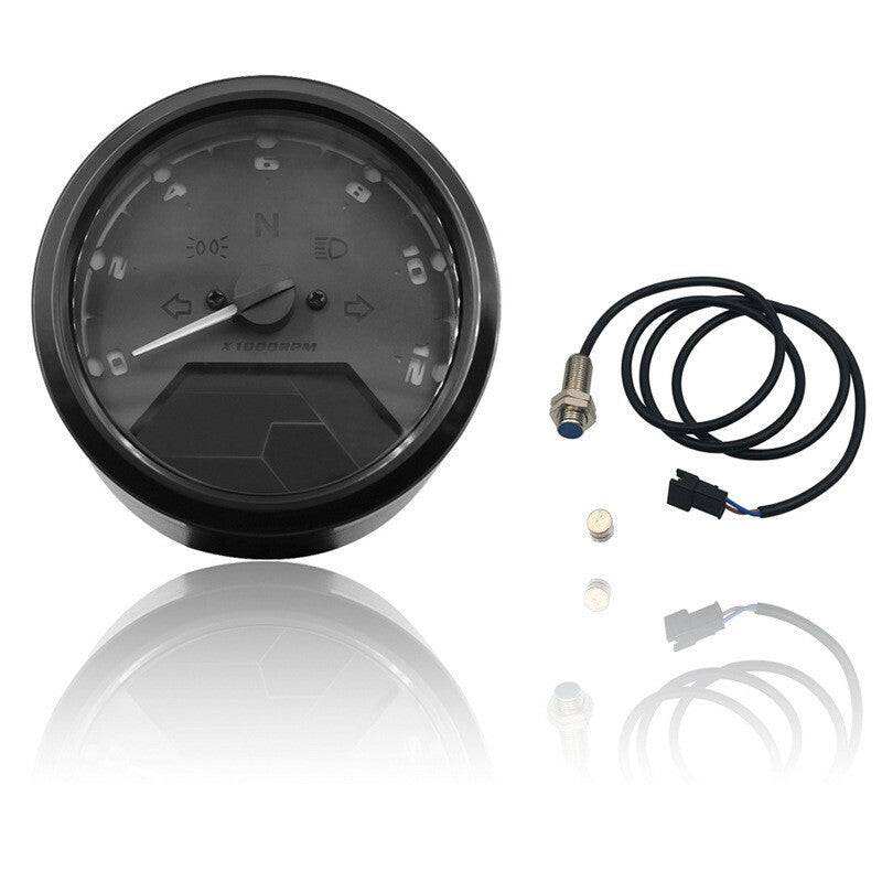 12000RMP LCD Digital Speedometer Odometer Motorcycle 1-4 Cylinders Instruments