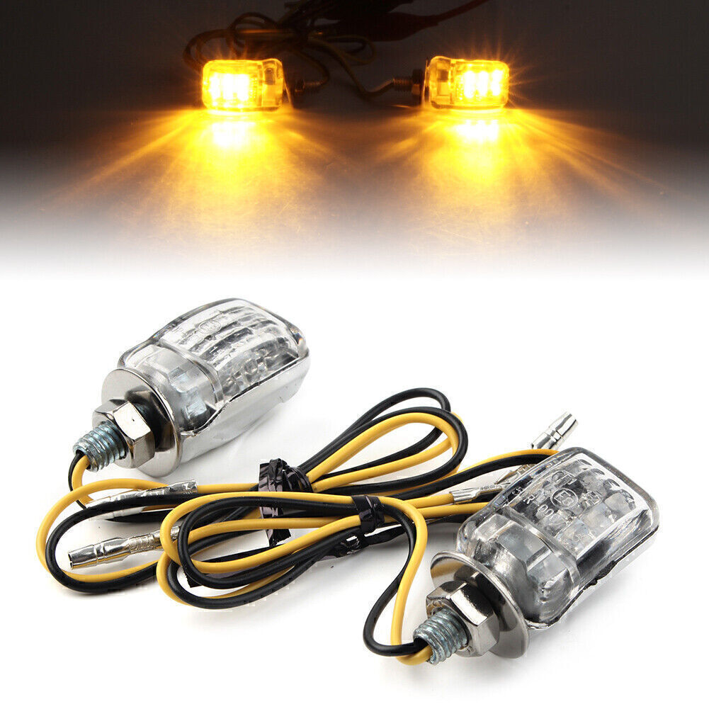2xChrome Universal LED Motorcycle Turn Signal Indicator Amber Light Warning Lamp Q