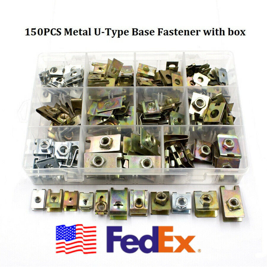 150Pcs Mixed U Type Car for SUV Fender Bumper Leaf Board Fastener Clip Gasket Set US Q