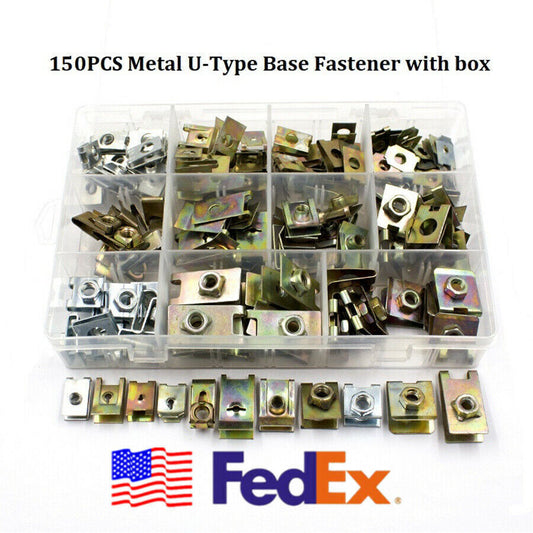 150Pcs Mixed U Type Car for SUV Fender Bumper Leaf Board Fastener Clip Gasket Set US Q