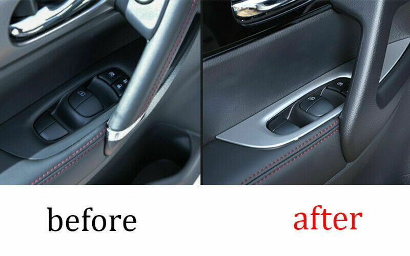 4X for Nissan Rogue Sport 2017-2021 Silver Window Lift Panel Switch Cover Trim