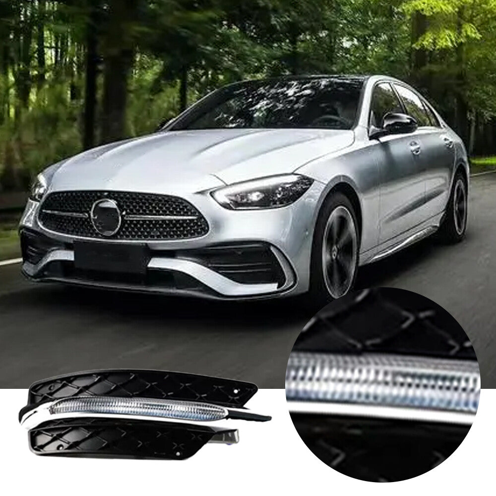 Daytime running lights and fog lights (DRL LED) are suitable for Mercedes-Benz W204 C-Class (2013-2014).