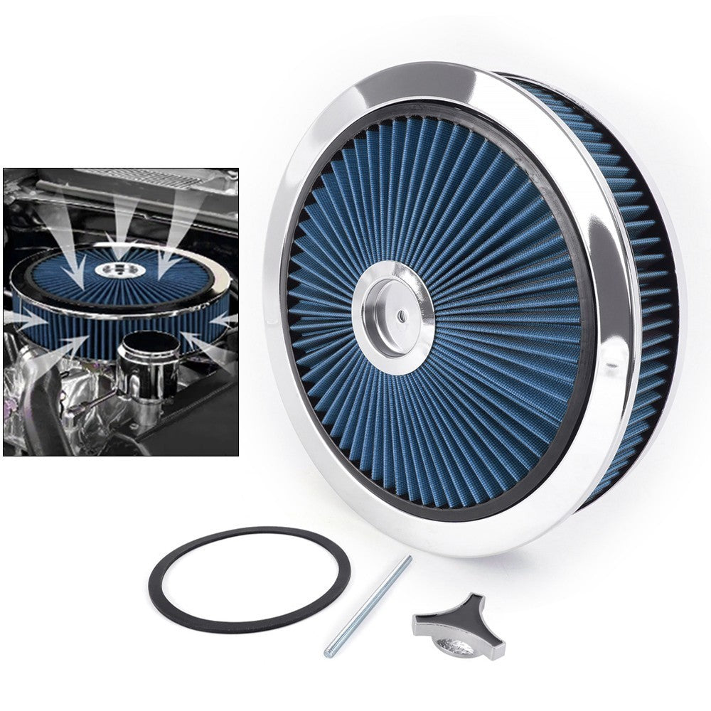 Air Cleaner Set 14 In. x 3 In. Super Flow Washable Black Air Cleaner Kit Raised Q